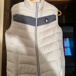 Women's White and Gray Quilted Vest